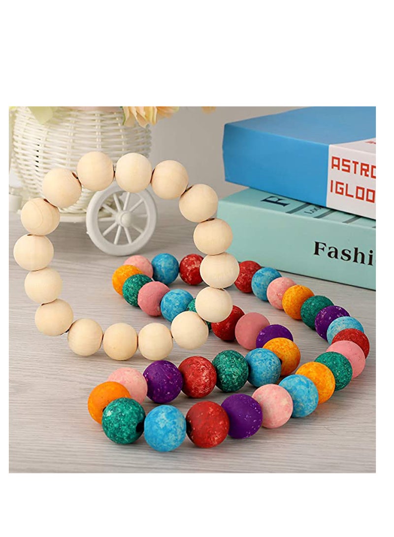 SOLARAE خرز خشبي طبيعي، خرز خشبي غير مكتمل، مناسب لتزيين المنزل والعطلات، لصنع الزينة والحرف اليدوية، - Image 3