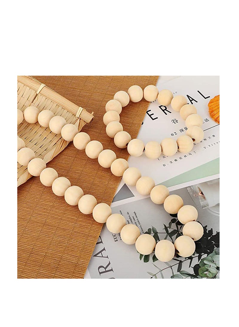 SOLARAE خرز خشبي طبيعي، خرز خشبي غير مكتمل، مناسب لتزيين المنزل والعطلات، لصنع الزينة والحرف اليدوية، - Image 2