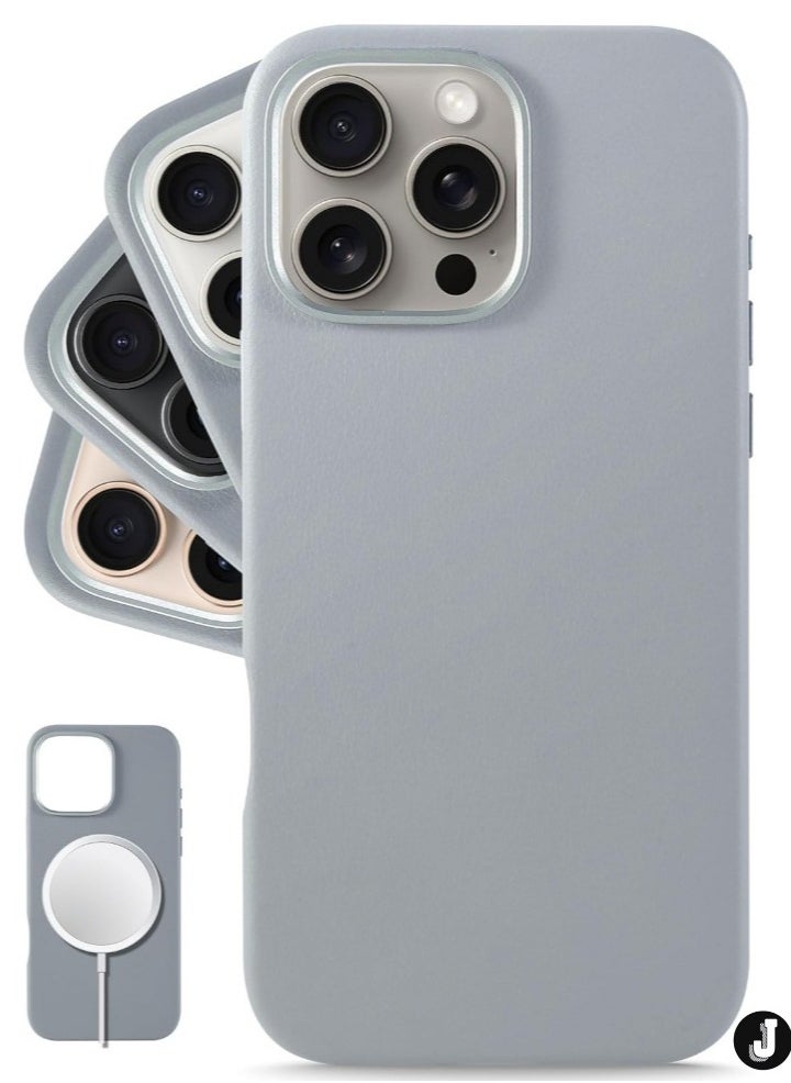 JAJEEK "Classic European Leather Case for iPhone 16 Pro Max – Gladius/Grey, Softens & Smoothens Over Time, MagSafe Compatible" - Image 1