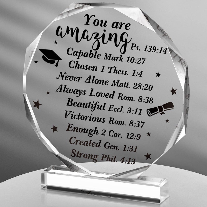 Jetec Christian Inspirational Acrylic Gifts for Women Bible Verses Religious Scripture Gift Acrylic Desk Room Decor Friends Coworker Desk Decor PlaqueBible
