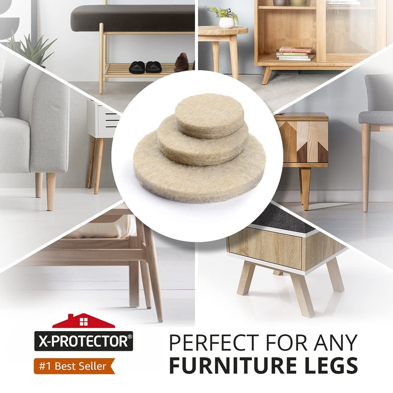 X-Protector Felt Furniture Pads X-PROTECTOR 181 PCS Premium Furniture Pads - Felt Pads Furniture Feet Best Wood Floor Protectors - Protect Your Hardwood & Laminate Flooring! - Image 2