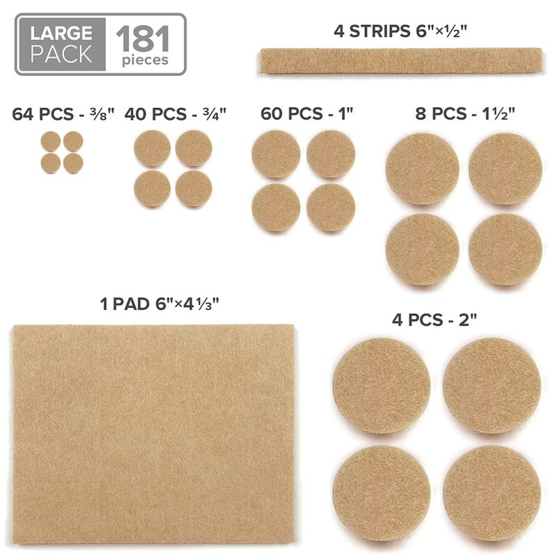 X-Protector Felt Furniture Pads X-PROTECTOR 181 PCS Premium Furniture Pads - Felt Pads Furniture Feet Best Wood Floor Protectors - Protect Your Hardwood & Laminate Flooring! - Image 5