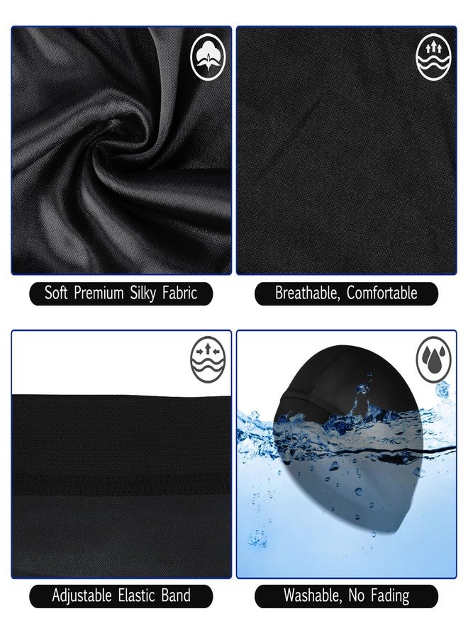 Sibba 3 Pieces Unisex Satin Silky Wave Caps 360 540 720 Wave Elastic Band Silky Durag Headwear Stockings Wig Beanie Cap (Coffee) - Image 3