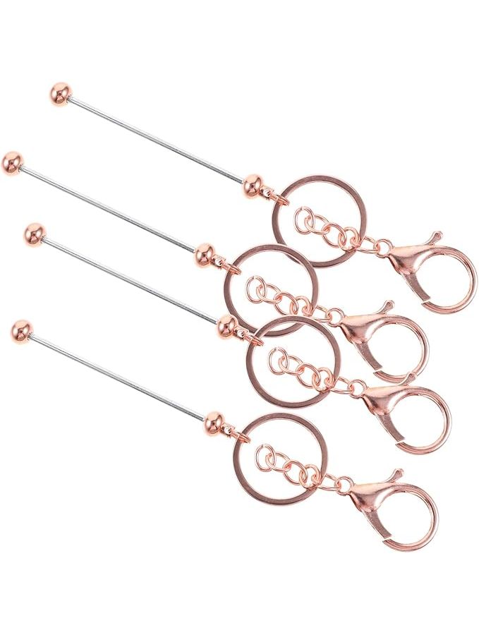 Stainless Steel Keychains Beadable Key Chain Car Key Rose Gold - Image 1