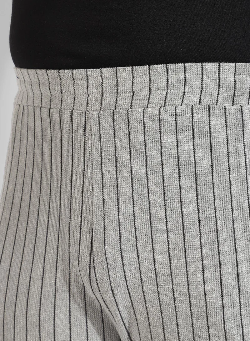 Instafab Plus Men's Cotton Grey Striped Regular Fit Trackpants