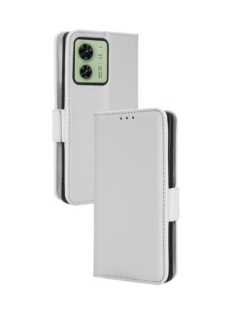 Motorola Edge 40 Wallet Case Stand PU Leather Magnetic Closure Ultra Slim Flip Shockproof Anti-Fingerprint Anti-Scratch and Anti-Drop Protection Back Cover Card Slots White - Image 1