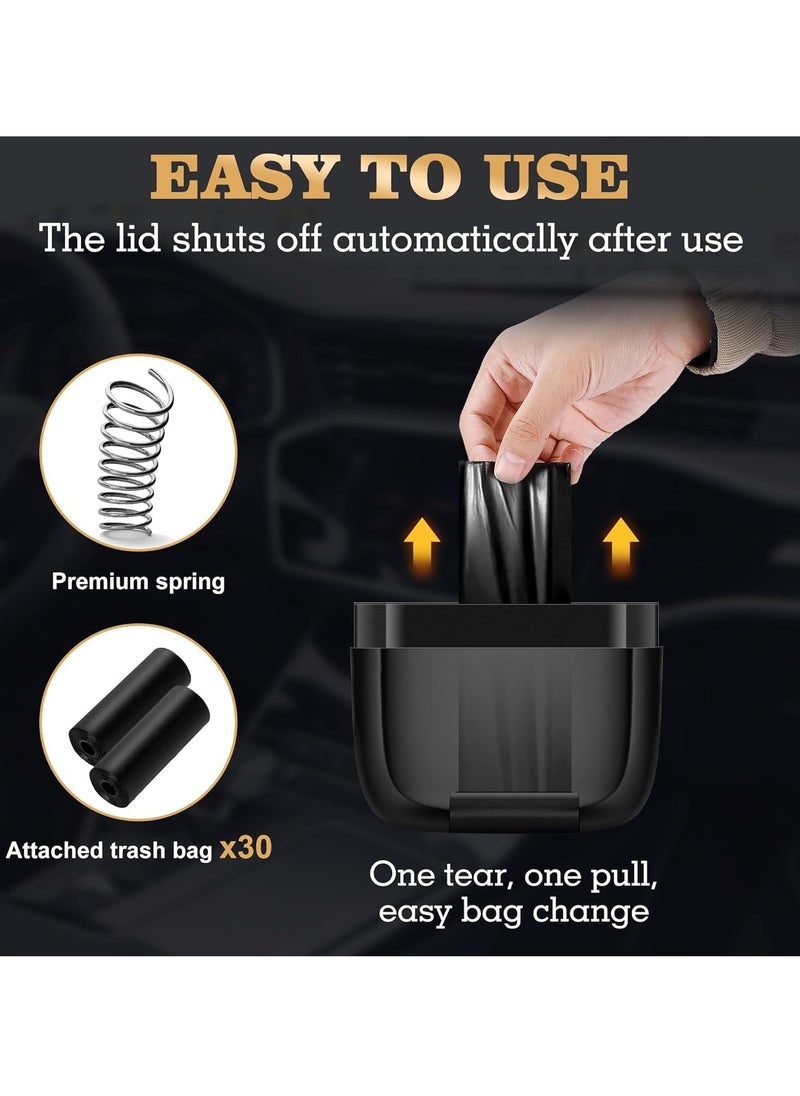Generic - Car Trash Can with Lid Built-in Storage Garbage Bag Leakproof Vehicle Trash Car Accessories for Interior Mini Garbage Bin for Automotive Home Office Kitchen Bedroom with 30pcs Trash Bags - Image 1