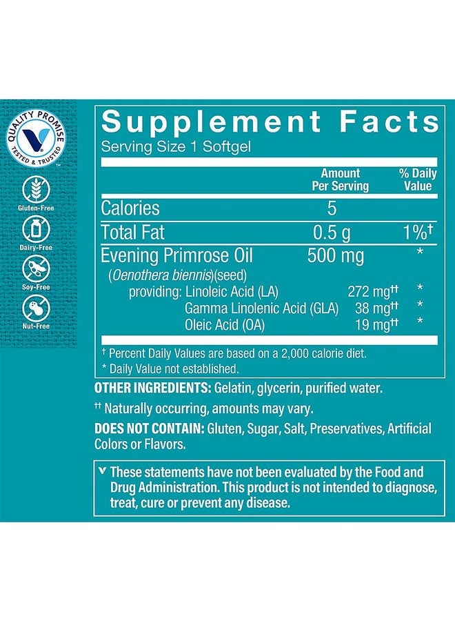 The Vitamin Shoppe Evening Primrose Oil 500MG, Natural Source of GLA (Gammia Linolenic Acid), Supplement for Women's Health & Hormonal Balance (120 Softgels) - Image 4