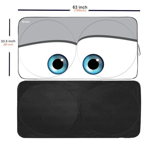 Güvenç Gven Windshield Sun Shade, 2025 Car Sun Shade Windshield for Front Window Funny Automotive Interior Cover Sun Visor Protector Blocks UV Rays Foldable 240T Keep Your Vehicle Cool(Eyes-Grey, L) - Image 2