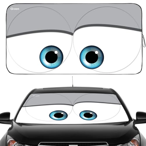 Güvenç Gven Windshield Sun Shade, 2025 Car Sun Shade Windshield for Front Window Funny Automotive Interior Cover Sun Visor Protector Blocks UV Rays Foldable 240T Keep Your Vehicle Cool(Eyes-Grey, L) - Image 1