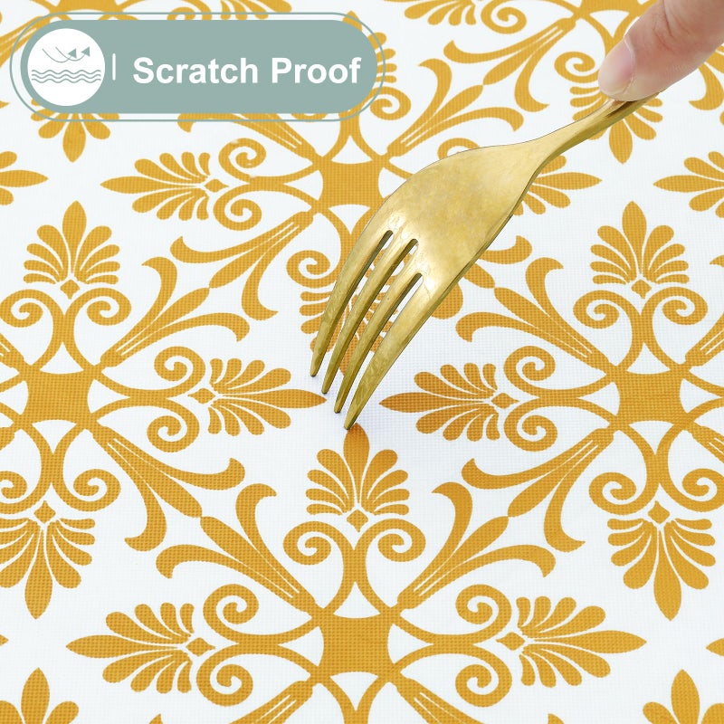 Misaya Rectangle Table Table Table Cloth مرنة الفانيلا المائدة المدعومة المدعومة 100 ٪ غطاء بلاستيكي مقاوم للماء يناسب طاولات قابلة للطي 5 أقدام للتخييم في الهواء الطلق (الذهب 30 "" × 60 "") - Image 5