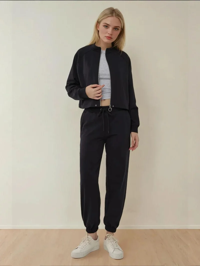 Two Piece Set : Zippered Hoodie and Sweatpants