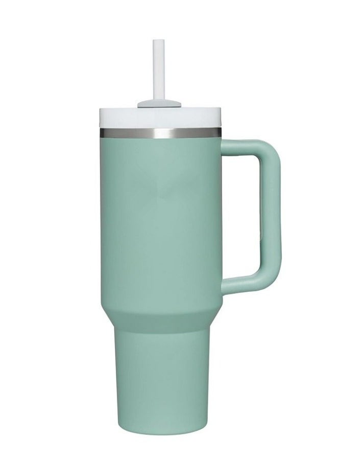 ZUKIMM - 40 oz Insulated Tumbler with Lid & Straw & Handle, Stainless Steel Double Vacuum Thermal Cup with Handles, Maintains Cold, Heat, and Ice for Hours (Green) - Image 1