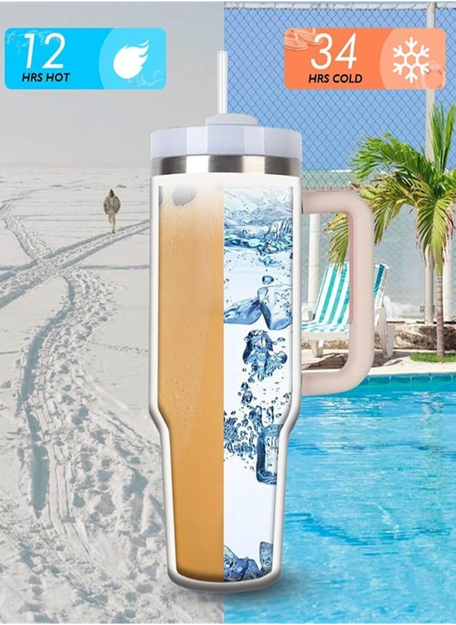 ZUKIMM - 40 oz Insulated Tumbler with Lid & Straw & Handle, Stainless Steel Double Vacuum Thermal Cup with Handles, Maintains Cold, Heat, and Ice for Hours (Green) - Image 1