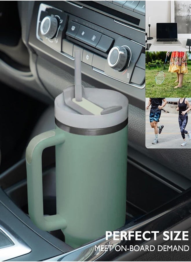 ZUKIMM - 40 oz Insulated Tumbler with Lid & Straw & Handle, Stainless Steel Double Vacuum Thermal Cup with Handles, Maintains Cold, Heat, and Ice for Hours (Green) - Image 1