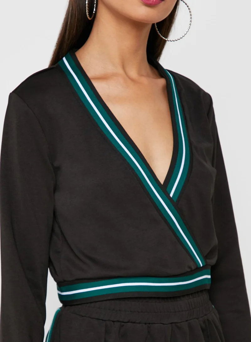 Ginger Contrast Trim Tape Wrap Front Top