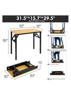 Cool Baby COOLBABY Folding Table Multifunctional Portable Desk Camping Garden Picnic Coffee BBQ - 80x40x75 cm Wood Yellow  - Image 3