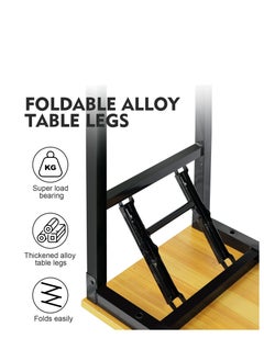 Cool Baby COOLBABY Folding Table Multifunctional Portable Desk Camping Garden Picnic Coffee BBQ - 80x40x75 cm Wood Yellow  - Image 5