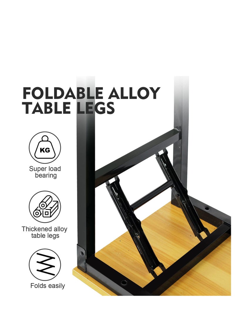 Cool Baby COOLBABY Folding Table Multifunctional Portable Desk Camping Garden Picnic Coffee BBQ - 80x40x75 cm Wood Yellow  - Image 5