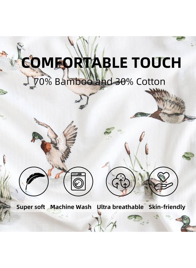 LifeTree LifeTree Muslin Changing Pad Cover for Baby Girls Boys, 70% Viscose from Bamboo and 30% Cotton Natural Comfort Diaper Change Table Pad Covers, Soft Boho Changing Pad Sheets, MallardDuck, 16"x32"  - Image 2