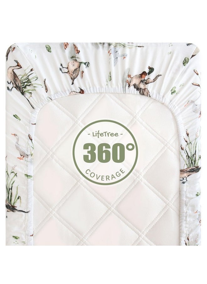 LifeTree LifeTree Muslin Changing Pad Cover for Baby Girls Boys, 70% Viscose from Bamboo and 30% Cotton Natural Comfort Diaper Change Table Pad Covers, Soft Boho Changing Pad Sheets, MallardDuck, 16"x32"  - Image 3