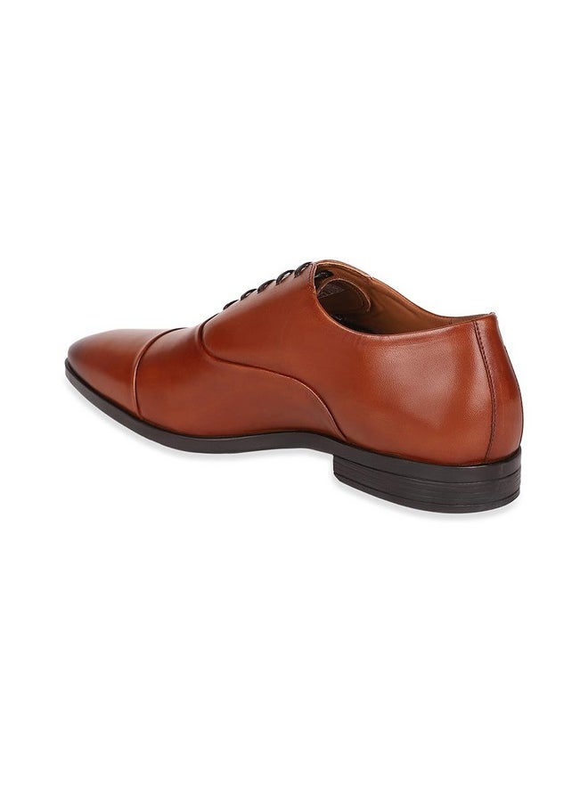 LOUIS PHILIPPE - Louis Philippe Men Brown Formal Leather Cap Toe Oxford Shoes - Image 1