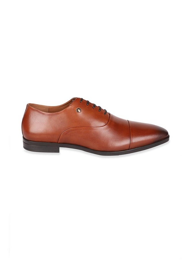 LOUIS PHILIPPE - Louis Philippe Men Brown Formal Leather Cap Toe Oxford Shoes - Image 1