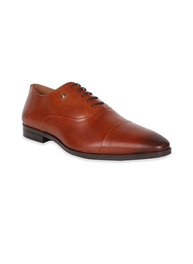 LOUIS PHILIPPE - Louis Philippe Men Brown Formal Leather Cap Toe Oxford Shoes - Image 1