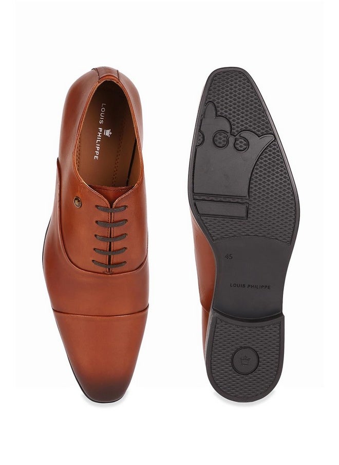 LOUIS PHILIPPE - Louis Philippe Men Brown Formal Leather Cap Toe Oxford Shoes - Image 1