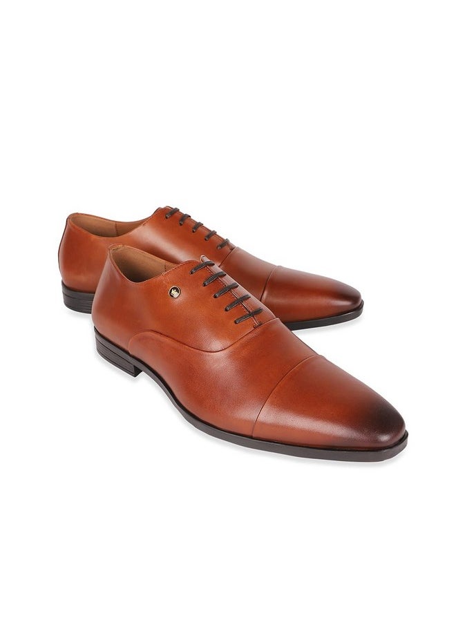 LOUIS PHILIPPE - Louis Philippe Men Brown Formal Leather Cap Toe Oxford Shoes - Image 1