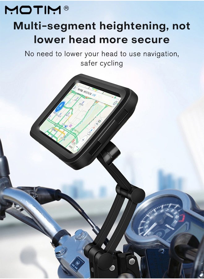 Motim - Waterproof Bike Phone Mount, Touch Screen Telescopic Handlebar Phone Holder for Motorcycle/Bike, 360° Rotating Motorcycle Phone Mount Bike Phone Holder for Handlebar - Image 1