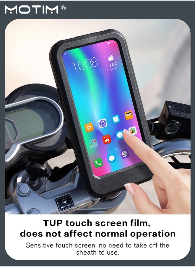 Motim - Waterproof Bike Phone Mount, Touch Screen Telescopic Handlebar Phone Holder for Motorcycle/Bike, 360° Rotating Motorcycle Phone Mount Bike Phone Holder for Handlebar - Image 1