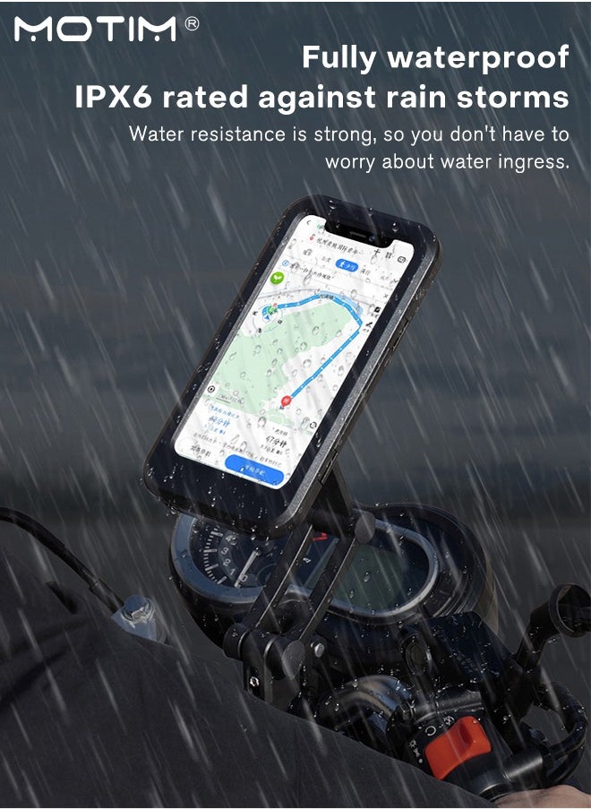 Motim - Waterproof Bike Phone Mount, Touch Screen Telescopic Handlebar Phone Holder for Motorcycle/Bike, 360° Rotating Motorcycle Phone Mount Bike Phone Holder for Handlebar - Image 1