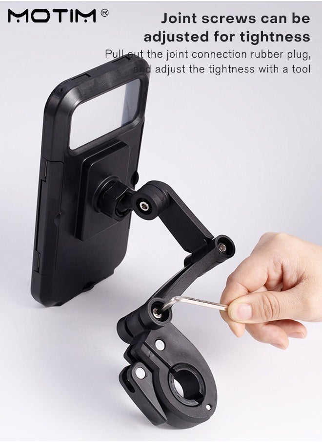 Motim - Waterproof Bike Phone Mount, Touch Screen Telescopic Handlebar Phone Holder for Motorcycle/Bike, 360° Rotating Motorcycle Phone Mount Bike Phone Holder for Handlebar - Image 1