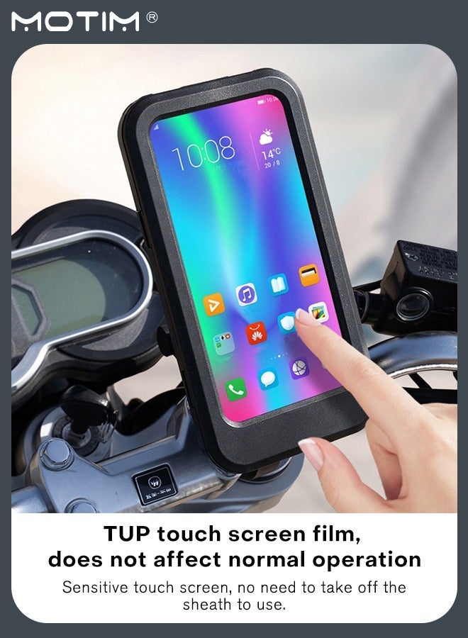 Motim Cycling Phone Mount for Bike and Motorcycle, Touch Screen Waterproof Motorcycle/Electric Scooter Phone Holder for Handlebar, Bicycle Cell Phone Mount Clamp - Image 3
