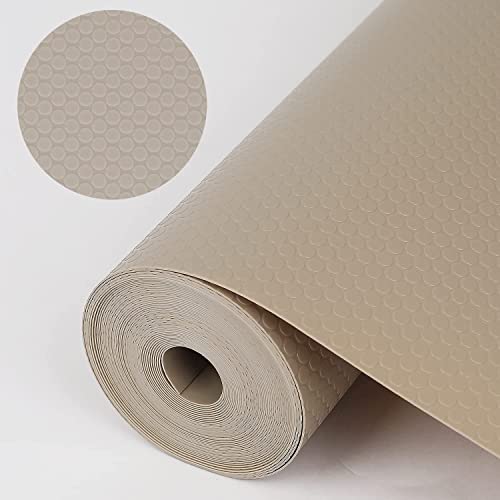 WochiTV Shelf Liner for Cabinets Drawer 118 Inch x 49 Feet Non Adhesive EVA Plastic Washable and Waterproof Mat for Kitchen Pantry Bathroom Closet Cupboard Drawer Khaki
