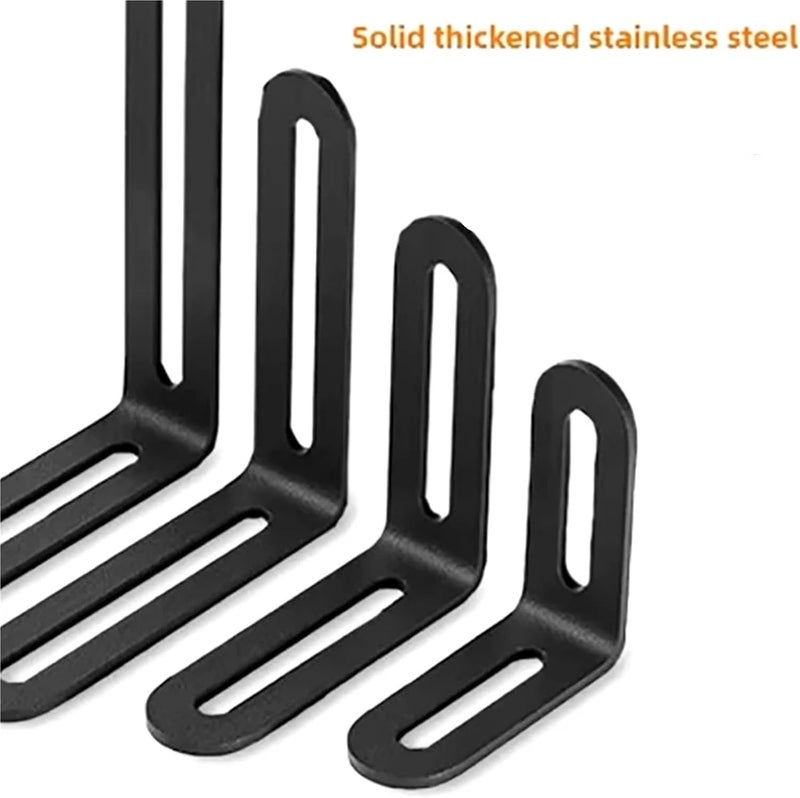 Bed Rail Brackets 6pcs Stainless Steel Adjustable Angle Code Long Hole Activity Furniture Fixer L-Shaped Shelf Bracket Connector(32*100mm) - Image 3