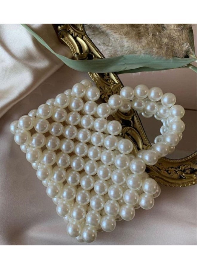 Handmade bag - handbag - fluffy pearls Off-white - Image 1