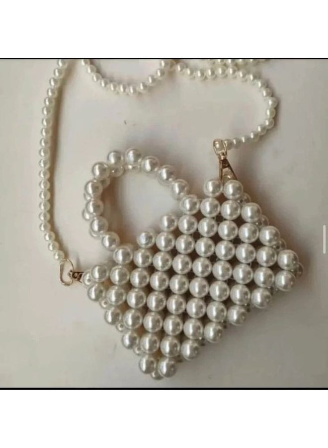 Handmade bag - handbag - fluffy pearls Off-white - Image 2