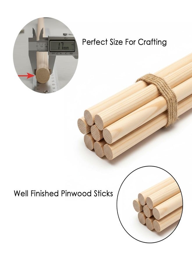Artify | Natural Wooden (24inch, 5pcs) Plain Dowel rods (a) | Wooden Wall Hanger for Scroll Invitation Card, Art and Craft & More - Pack of 5 - Image 3