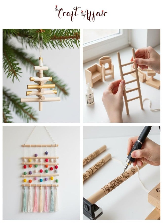 Artify | Natural Wooden (24inch, 5pcs) Plain Dowel rods (a) | Wooden Wall Hanger for Scroll Invitation Card, Art and Craft & More - Pack of 5 - Image 5
