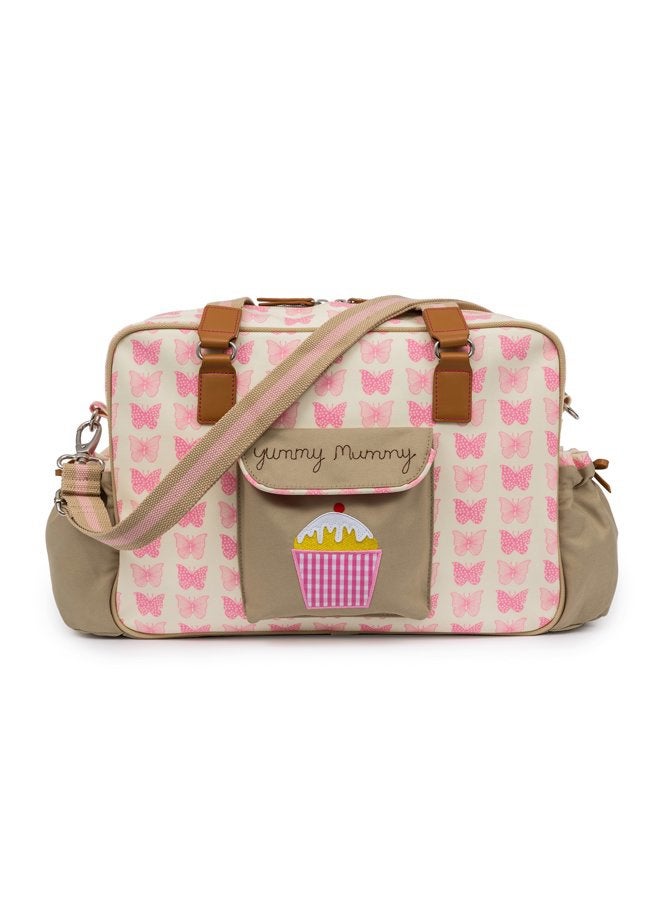 Pink Lining Baby Diaper Bag, Yummy Mummy (Pink Butterflies) - Image 1