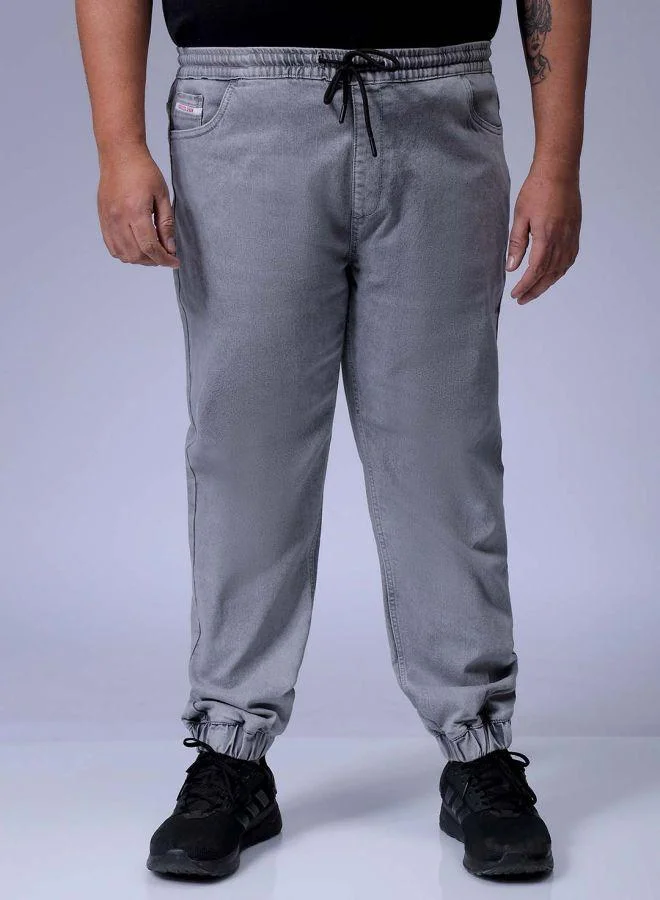 Men Plus Size Slim Fit Solid Mid-Rise Stretchable Denim Joggers