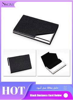 Ssovi Portable Practical Metal Business Card Holder, Fashionable Business Card Box，Business Card Case, Business Card Holderfor Men and Women, Pocket Metal Card Case,Stainless Steel Card Holder Black  - Image 1