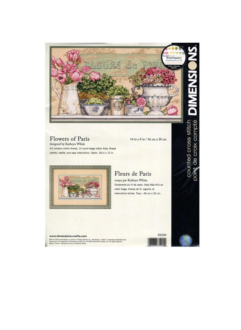 Dimensions - Flowers of Paris Cross Stitch Kit 14in x 8in - Image 1