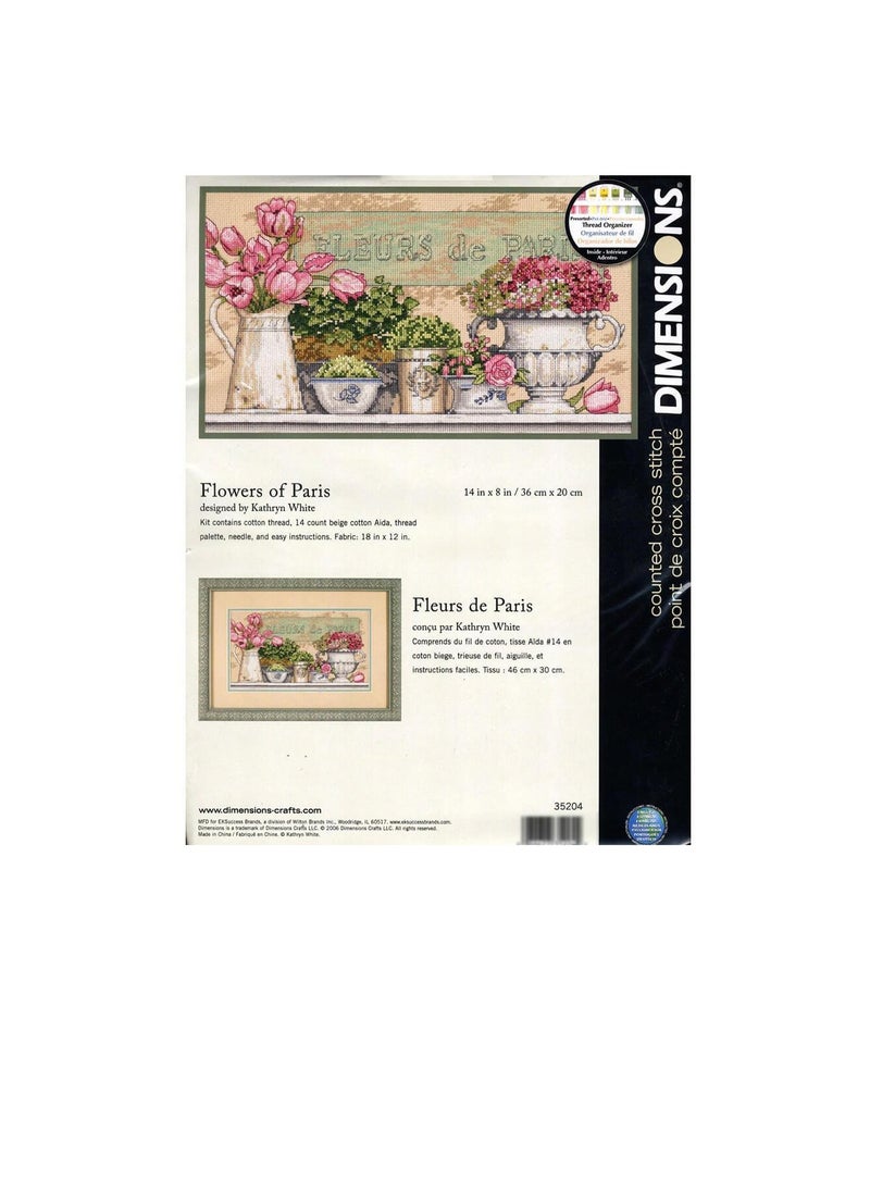 Dimensions - Flowers of Paris Cross Stitch Kit 14in x 8in - Image 1
