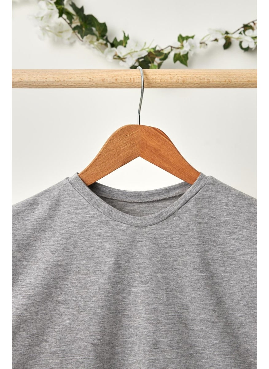 Babygiz Gray-Navy Blue Boy's Cotton Combed Oversize Gray T-Shirt Gray Bandana 2-Piece Set  - Image 3