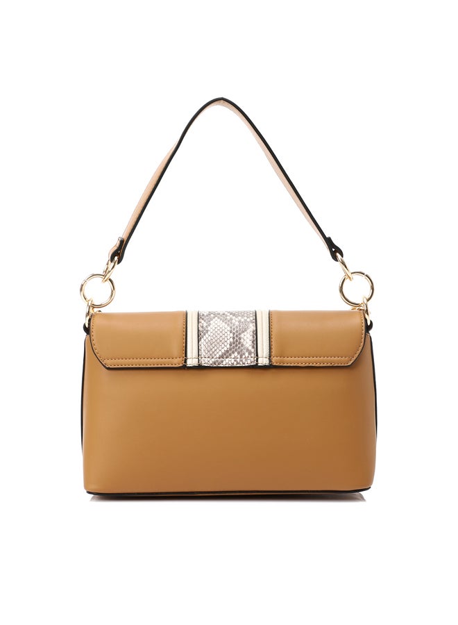 DejaVu Decorative Chain Reptile Shoulder Bag - Camel & Beige  - Image 2