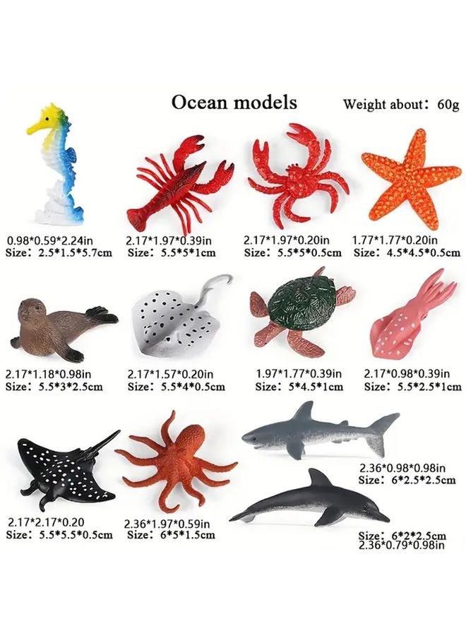 Mini Marine 12 Pack Sea Life Animal Figures Educational Underwater Toys - Image 3