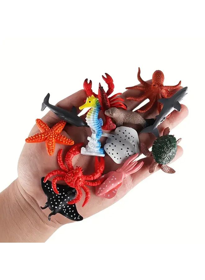Mini Marine 12 Pack Sea Life Animal Figures Educational Underwater Toys - Image 5